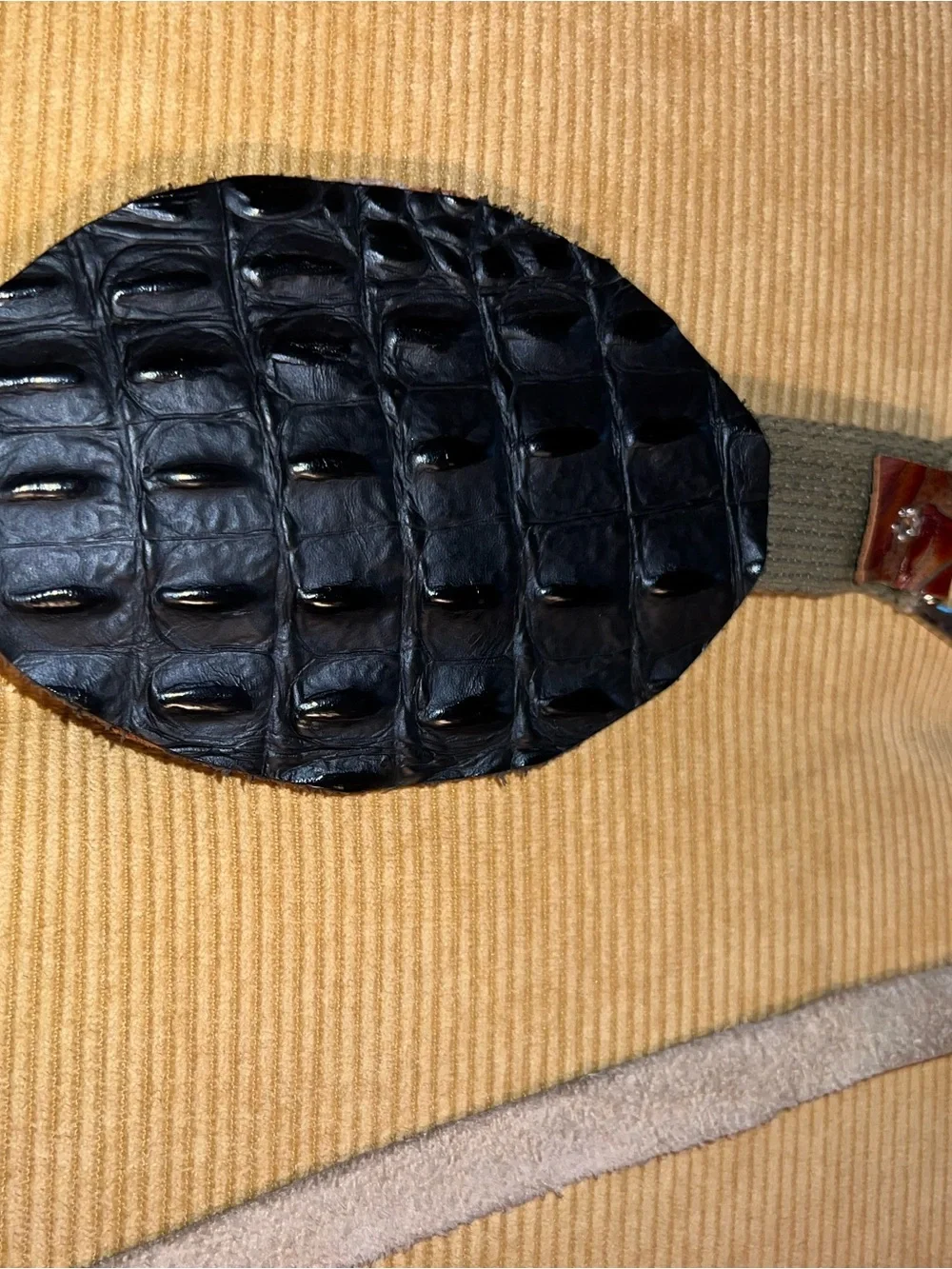 Leather accent belt